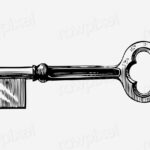 Vintage key, antique object illustration