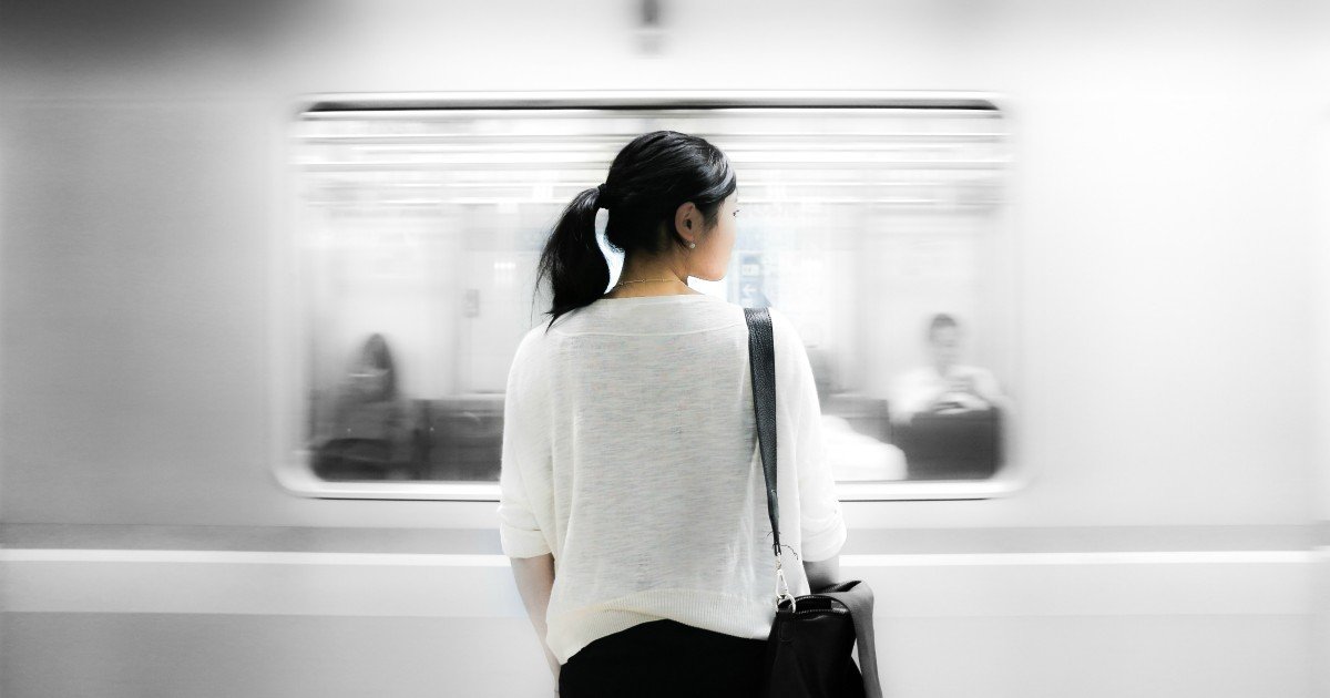 woman waiting for train