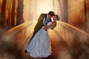 fairy tale wedding couple
