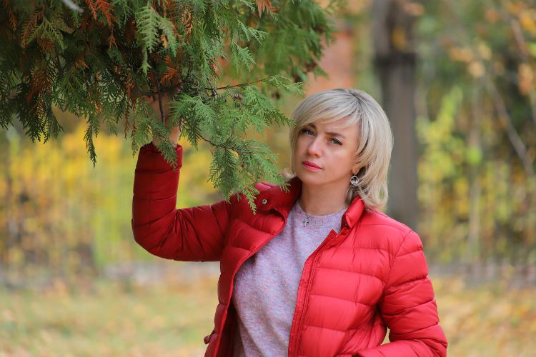 woman red coat